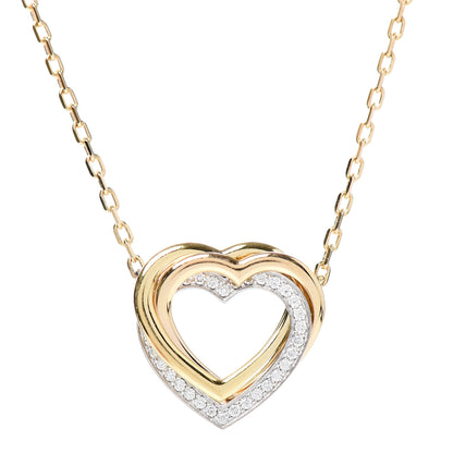 Cartier 18K Pink Yellow White Gold Diamond Trinity Heart Pendant Necklace 4 of 5