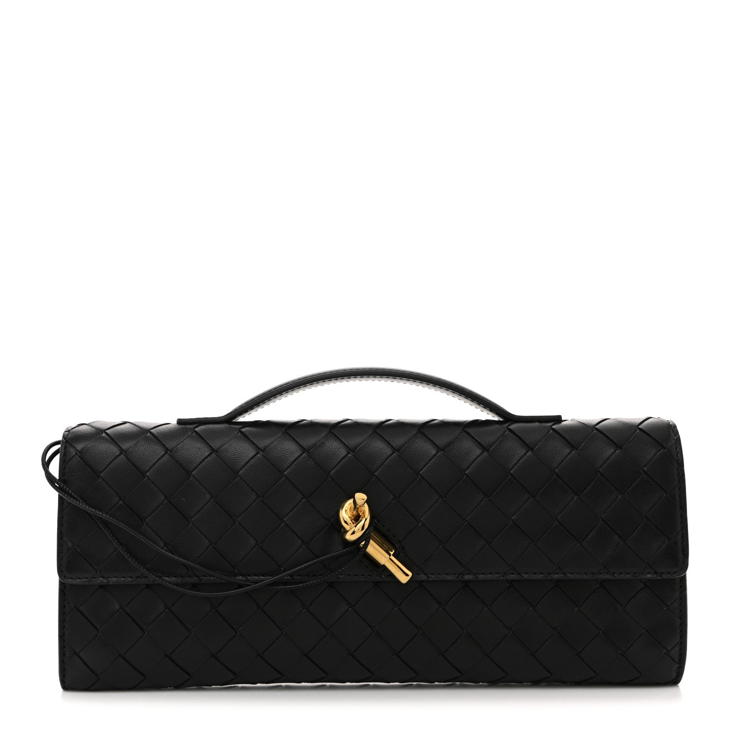 Bottega Veneta Nappa Intrecciato Long Andiamo Top Handle Clutch Black 1 of 7