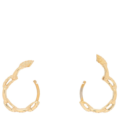 David Yurman 18K Yellow Gold Diamond Stax Chain Link Huggie Hoop Earrings 3 of 4