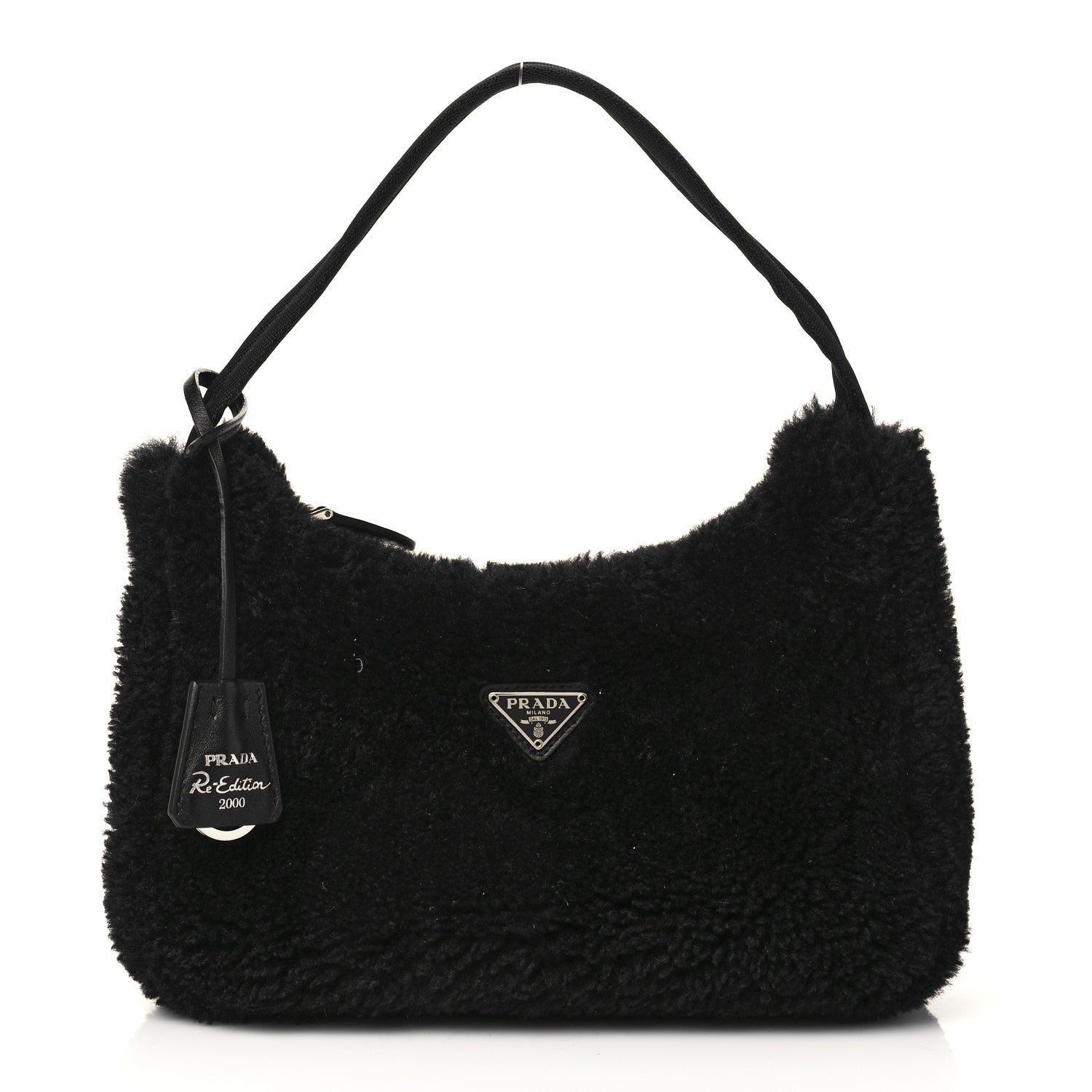 Prada Shearling Mini Re-Edition 2000 Bag Black 1 of 6