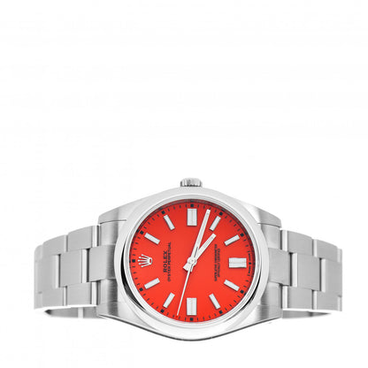 Rolex Stainless Steel 41mm Oyster Perpetual Watch Coral Red 124300 2 of 5