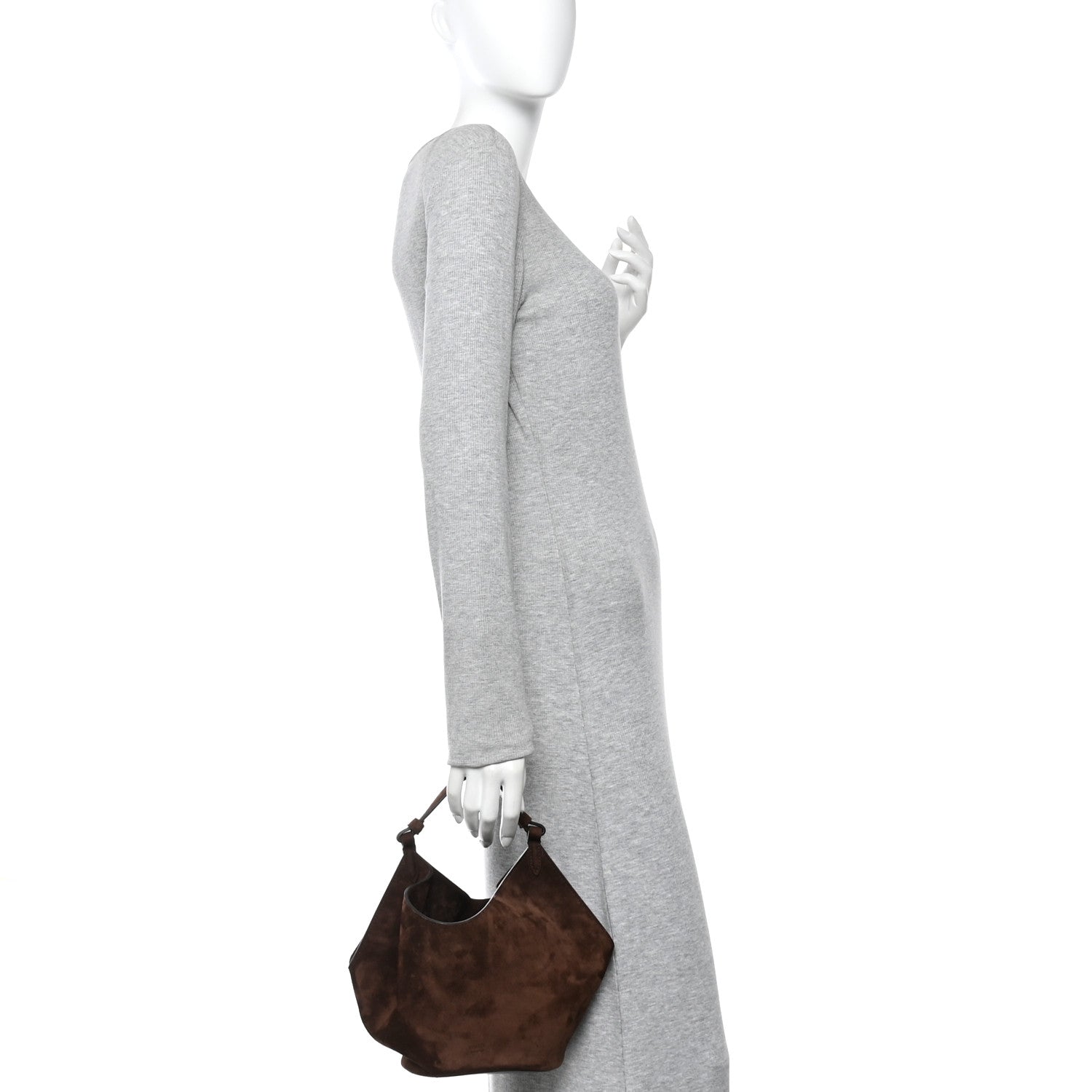 Khaite Suede Calfskin Mini Lotus Tote Coffee 2 of 9