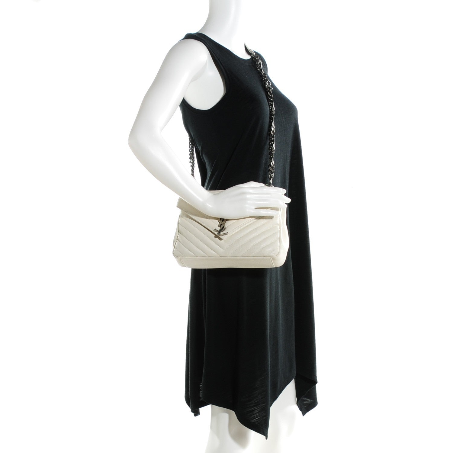 Saint Laurent Sheepskin Matelasse Medium College Monogram Bag Dove White 2 of 10