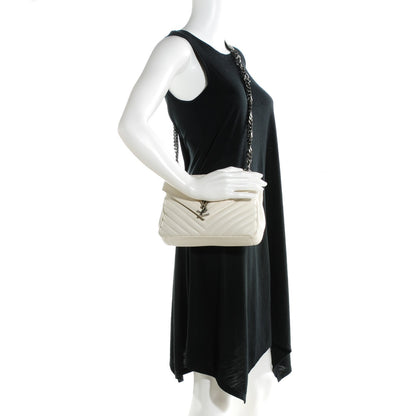 Saint Laurent Sheepskin Matelasse Medium College Monogram Bag Dove White 2 of 10