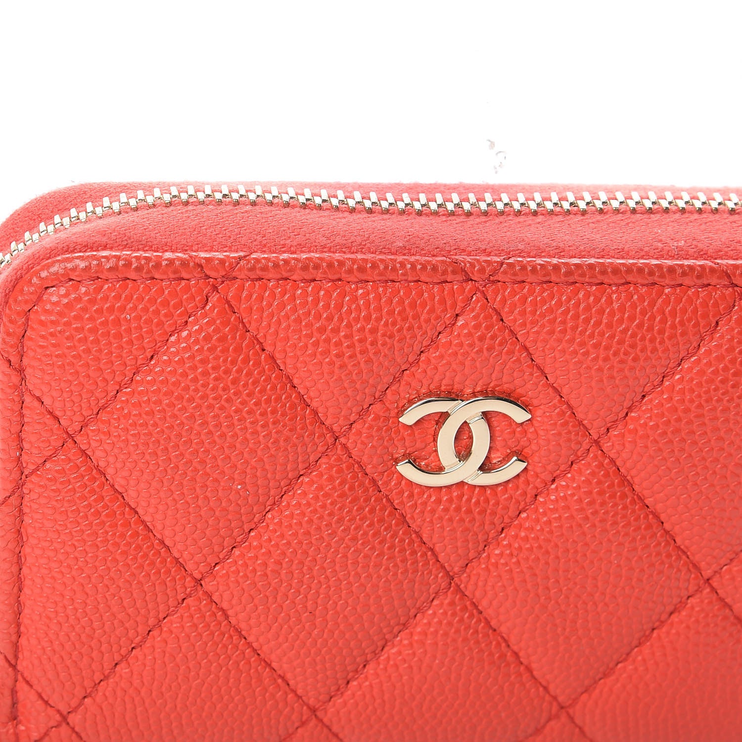Chanel Caviar Quilted Zip Coin Purse Red 8 of 10