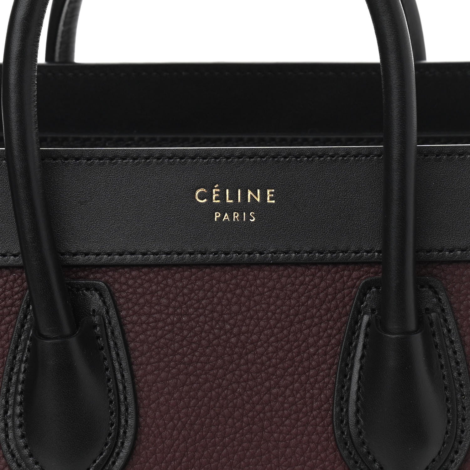 Celine Baby Grained Calfskin Nubuck Tri-Color Nano Luggage Burgundy Wine 7 of 9