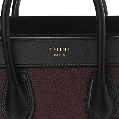 Celine Baby Grained Calfskin Nubuck Tri-Color Nano Luggage Burgundy Wine 7 of 9