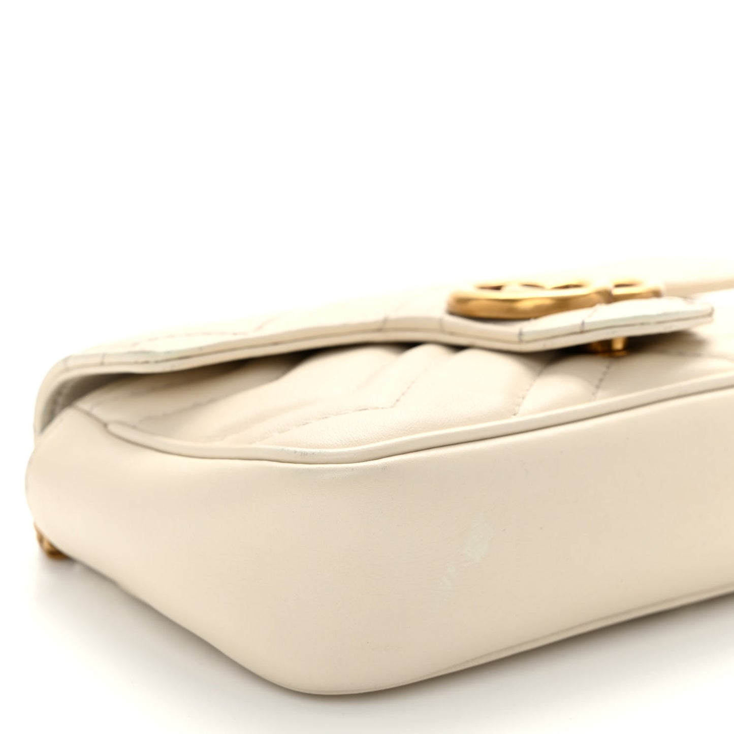 Calfskin Matelasse Super Mini GG Marmont Shoulder Bag White