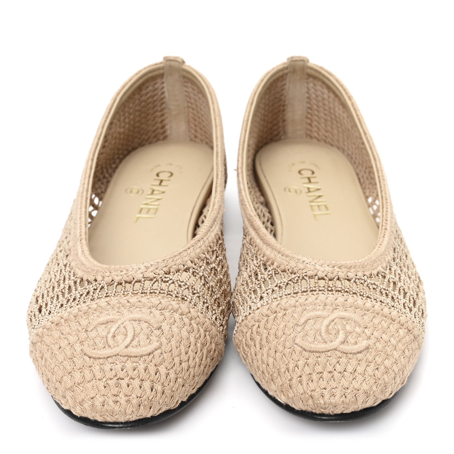 Chanel Raffia Cap Toe Ballerina Flats 39 Beige 3 of 8
