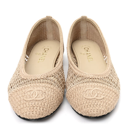 Chanel Raffia Cap Toe Ballerina Flats 39 Beige 3 of 8