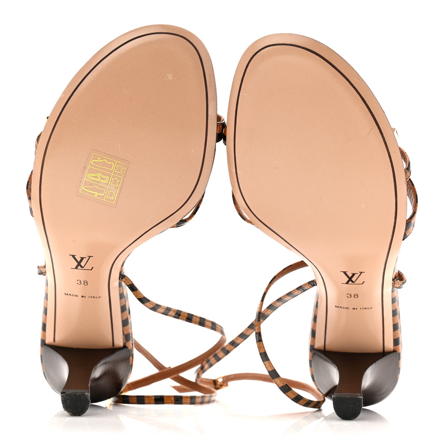 Patent Suede Damier Bow Ankle Wrap Sandals 38