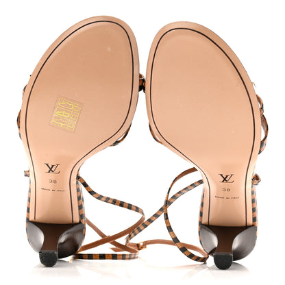 Louis Vuitton Patent Suede Damier Bow Ankle Wrap Sandals 38 6 of 9