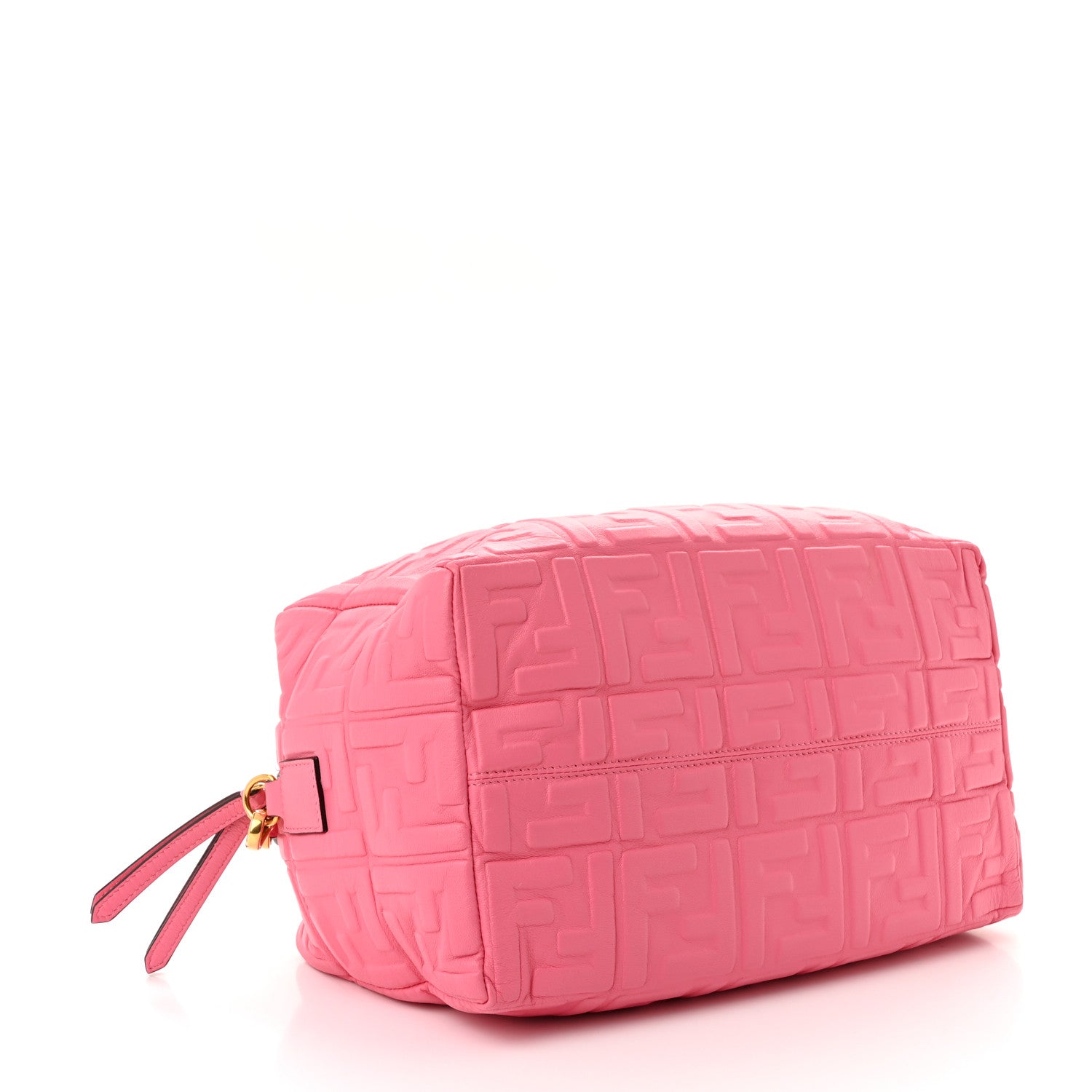 Fendi Nappa FF 1974 Embossed Small Boston Rosa Fluo 4 of 10