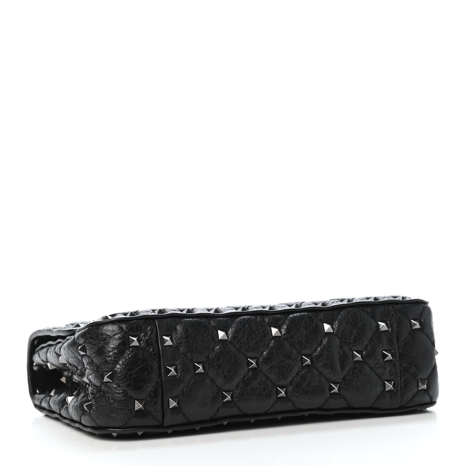 Valentino Garavani Craquele Nappa Small Rockstud Spike Shoulder Bag Black 3 of 4