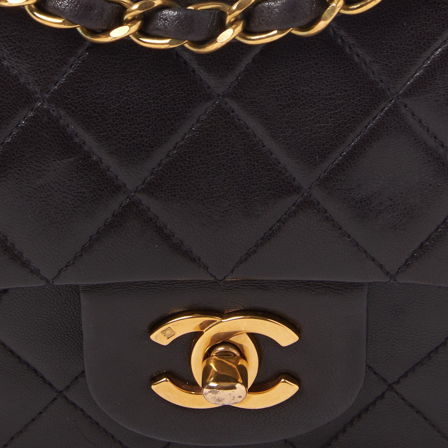 Lambskin Quilted Medium Double Flap Brown