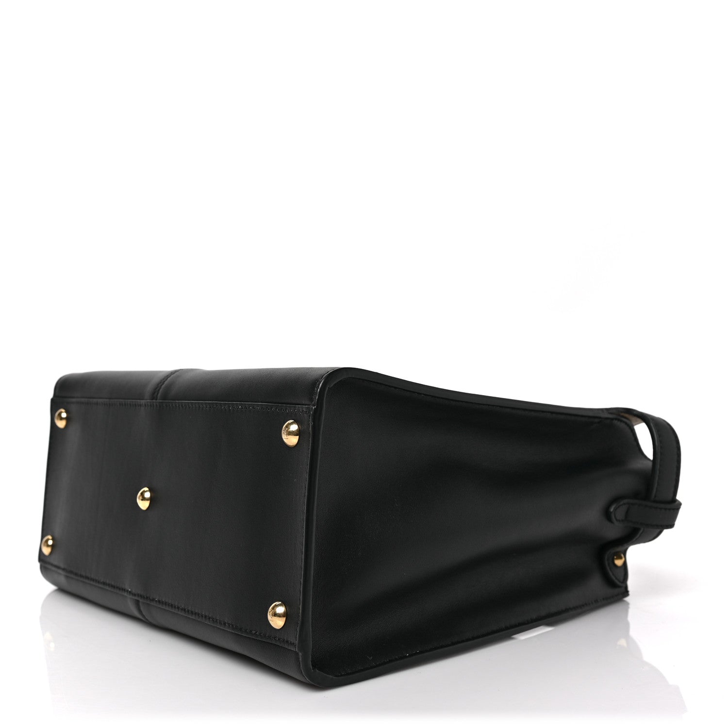 Fendi Vitello Seta Glazed Fabric FF 1974 Medium Peekaboo X-Lite Black Mogano Panna 8 of 8