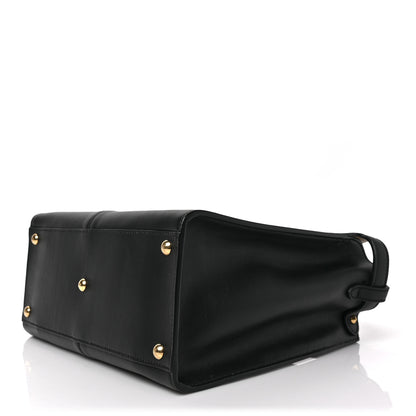 Fendi Vitello Seta Glazed Fabric FF 1974 Medium Peekaboo X-Lite Black Mogano Panna 8 of 8