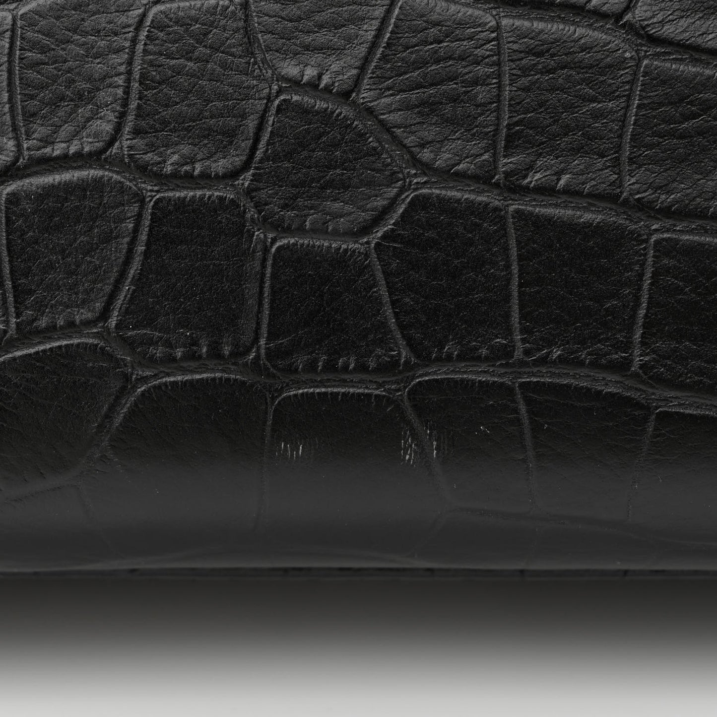 Crocodile Embossed Calfskin Medium Gabrielle Cocodile Hobo Black