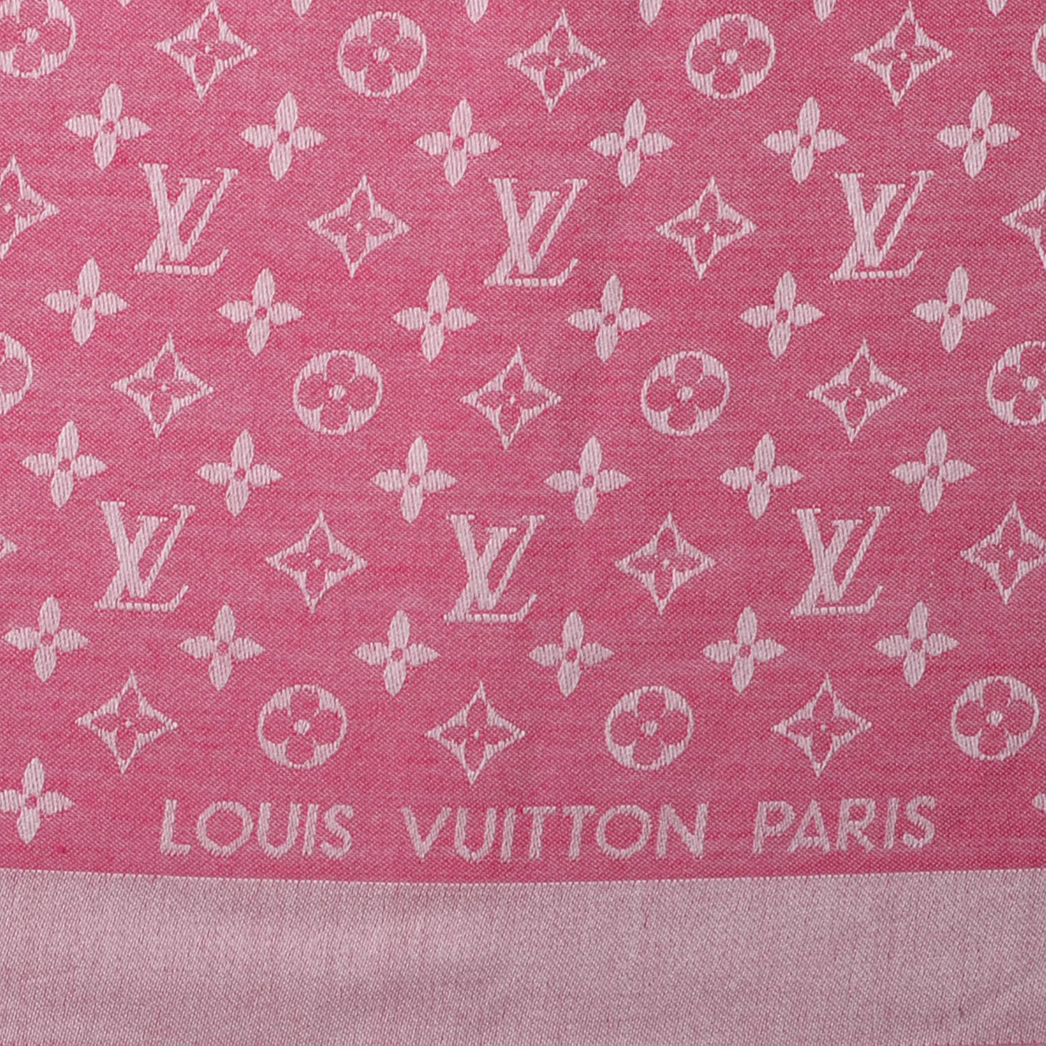 Louis Vuitton Silk Wool Monogram Denim Shawl Pivoine 4 of 5