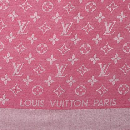 Louis Vuitton Silk Wool Monogram Denim Shawl Pivoine 4 of 5