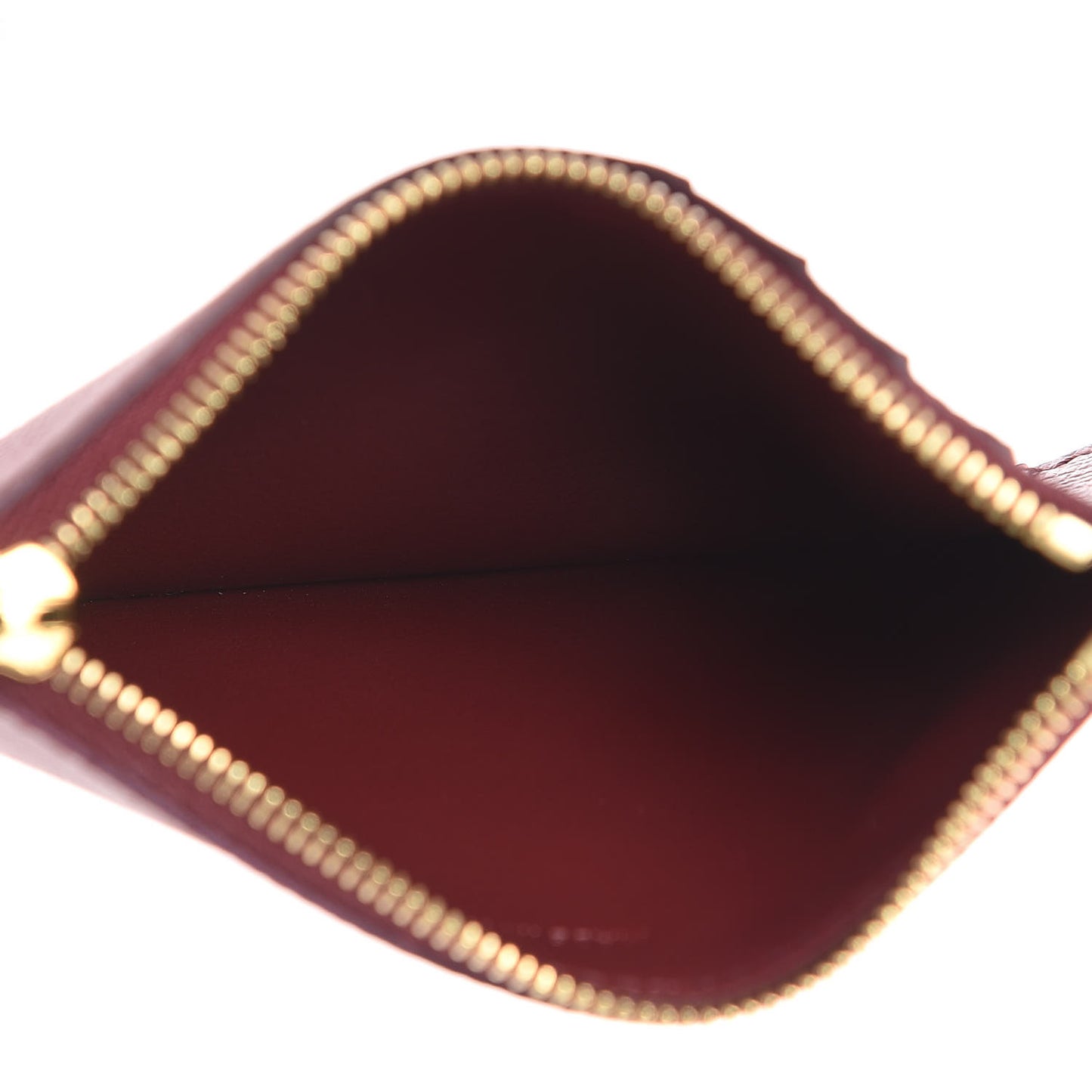 Grained Calfskin Zipped Card Holder Light Burgundy