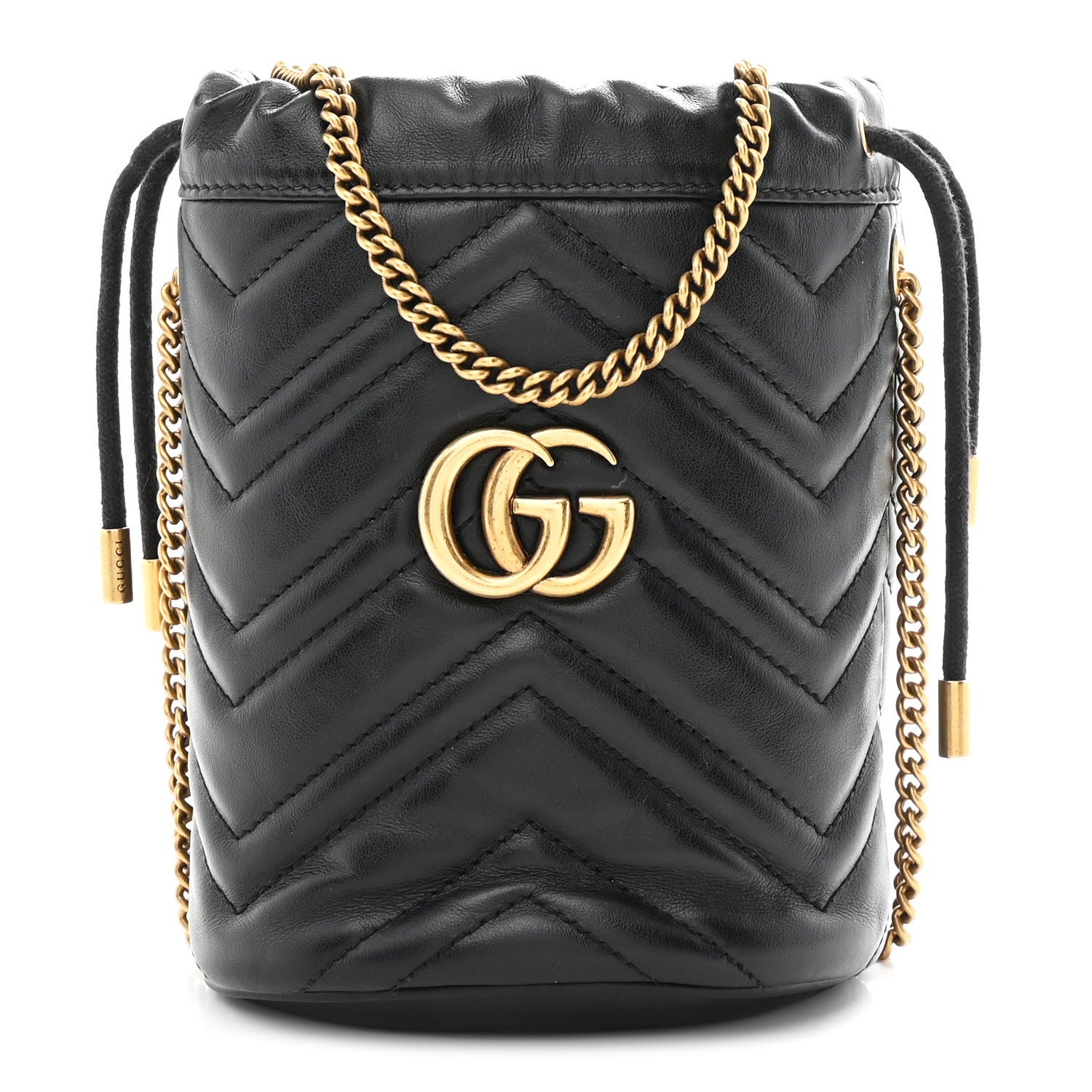 Gucci Calfskin Matelasse Mini GG Marmont 2.0 Bucket Bag Black 1 of 11