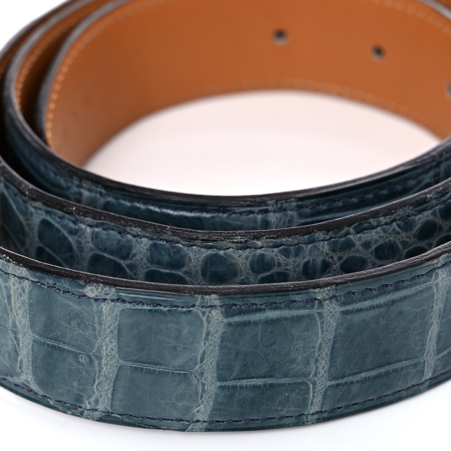 Hermes Shiny Porosus Crocodile 32mm H Belt 95 Bleu Tempete 5 of 7