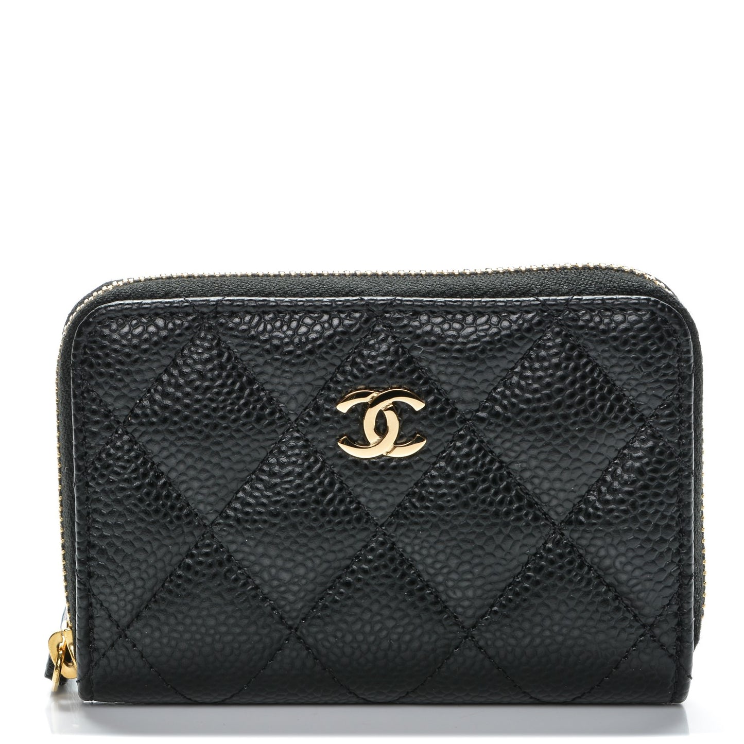 Caviar Quilted Zip Coin Purse Black
