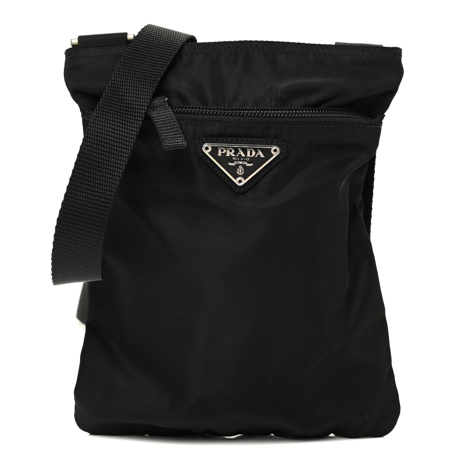 Prada Nylon Small Flat Messenger Bag Black 1 of 9