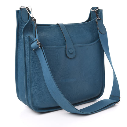 Hermes Taurillon Clemence Evelyne III GM Bleu Izmir 3 of 13