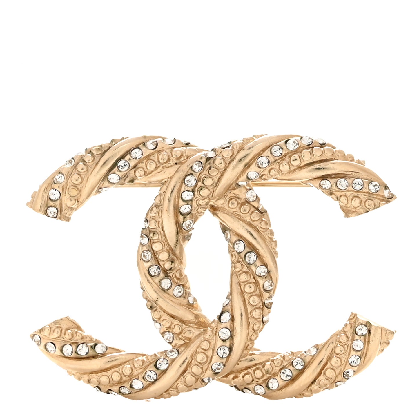 Crystal Twisted CC Brooch Light Gold
