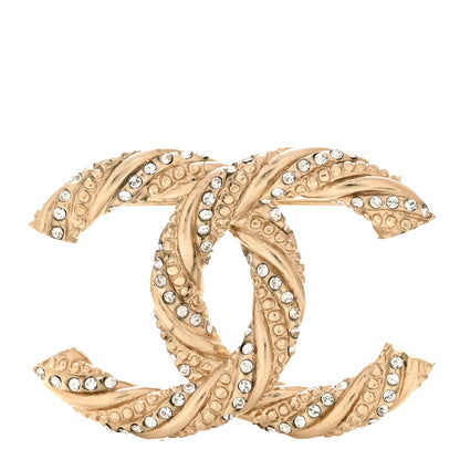 Chanel Crystal Twisted CC Brooch Light Gold 1 of 4