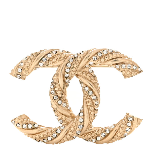 Chanel Crystal Twisted CC Brooch Light Gold 1848394 – FASHIONPHILE