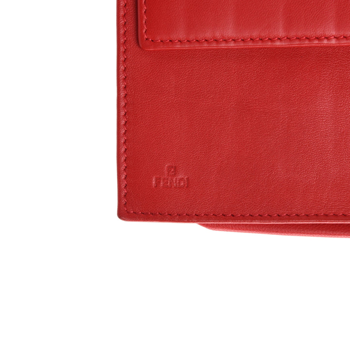 Nappa Logo Embossed Long Wallet on Chain Rosso