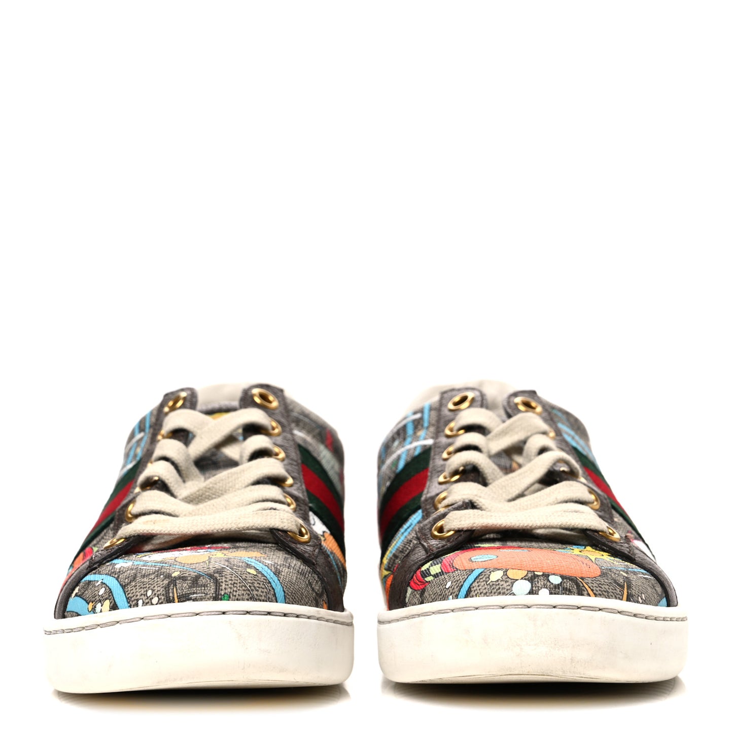X DISNEY GG Supreme Monogram Web Donald Duck Womens Ace Sneakers 35 Beige New Acero Orange