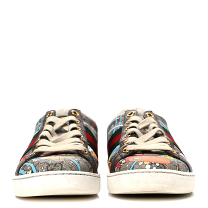 Gucci X DISNEY GG Supreme Monogram Web Donald Duck Womens Ace Sneakers 35 Beige New Acero Orange 3 of 12