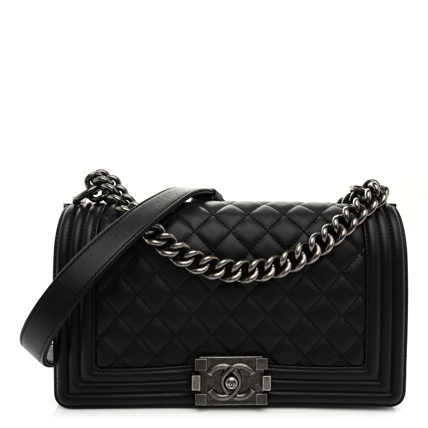 Chanel Lambskin Quilted Medium Boy Flap Black 1 of 10