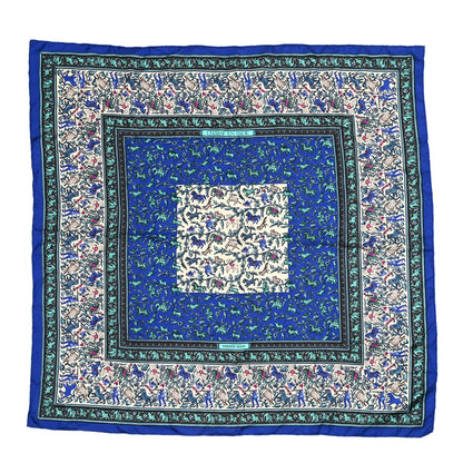 Hermes Silk Chasse En Inde Scarf 90 Gris Bleu dur Craie Aqua 1 of 5