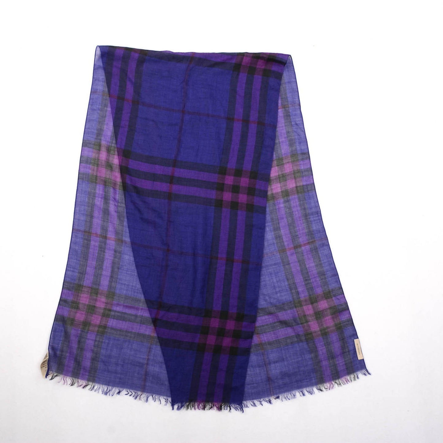 Wool Silk House Check Scarf Purple