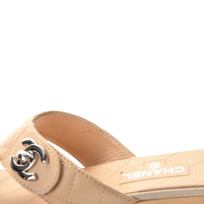 Chanel Lambskin Quilted CC Turnlock Sandals 36 Beige 8 of 9