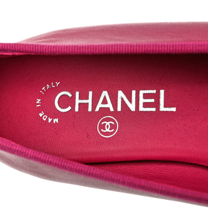 Chanel Goatskin Cap Toe CC Ballerina Flats 40.5 Bright Pink 7 of 9