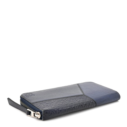 Loewe Calfskin Embossed Repeat Puzzle Zip Around Wallet Blue 4 of 10