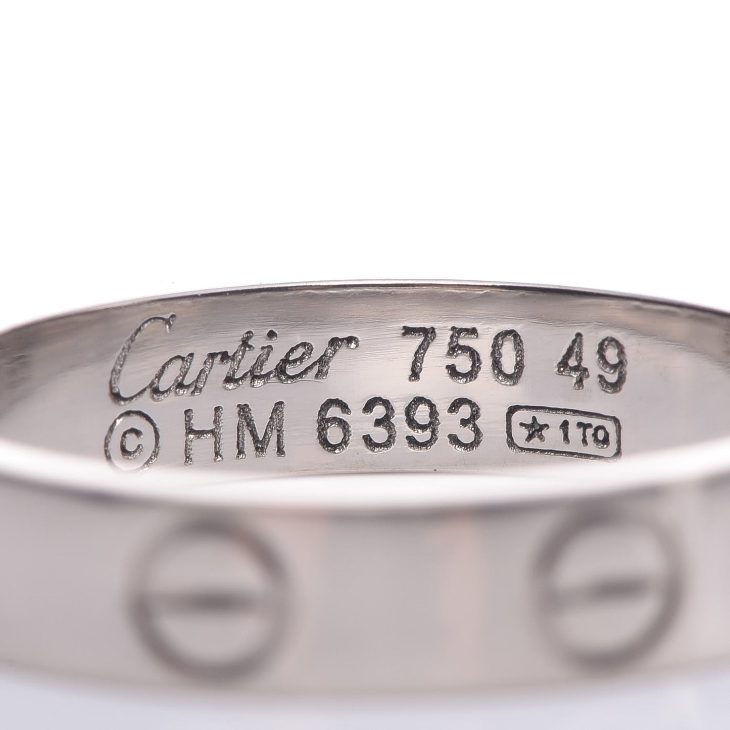 18K White Gold 3.5mm LOVE Wedding Band Ring 49 4.75