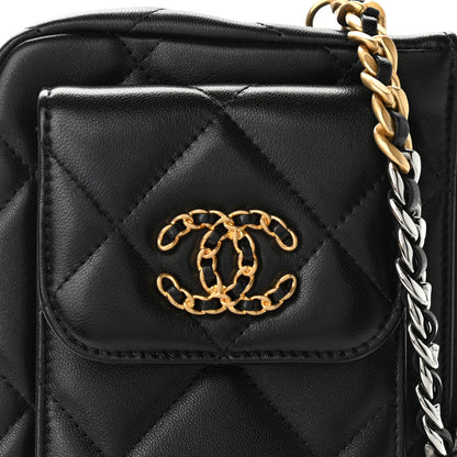 Chanel Lambskin Quilted Chanel 19 Pouch With Handle Black 8 of 11