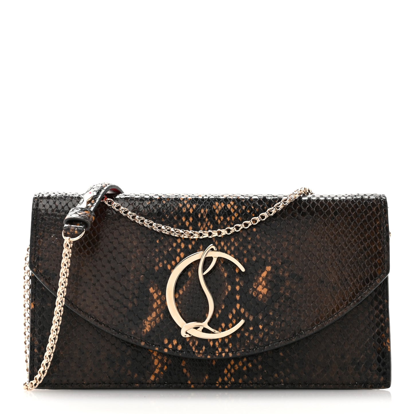 Calfskin Amazonia Loubi54 Crossbody Clutch Dark Brown