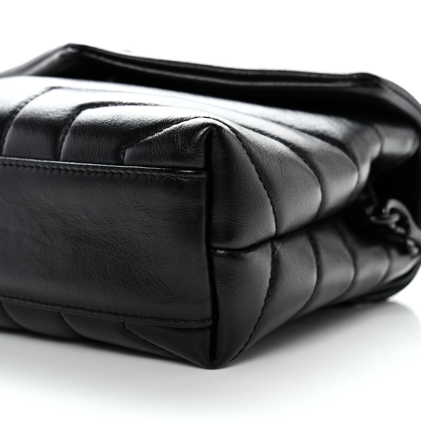 Calfskin Y Quilted Monogram Monochrome Toy Loulou Crossbody Bag Black