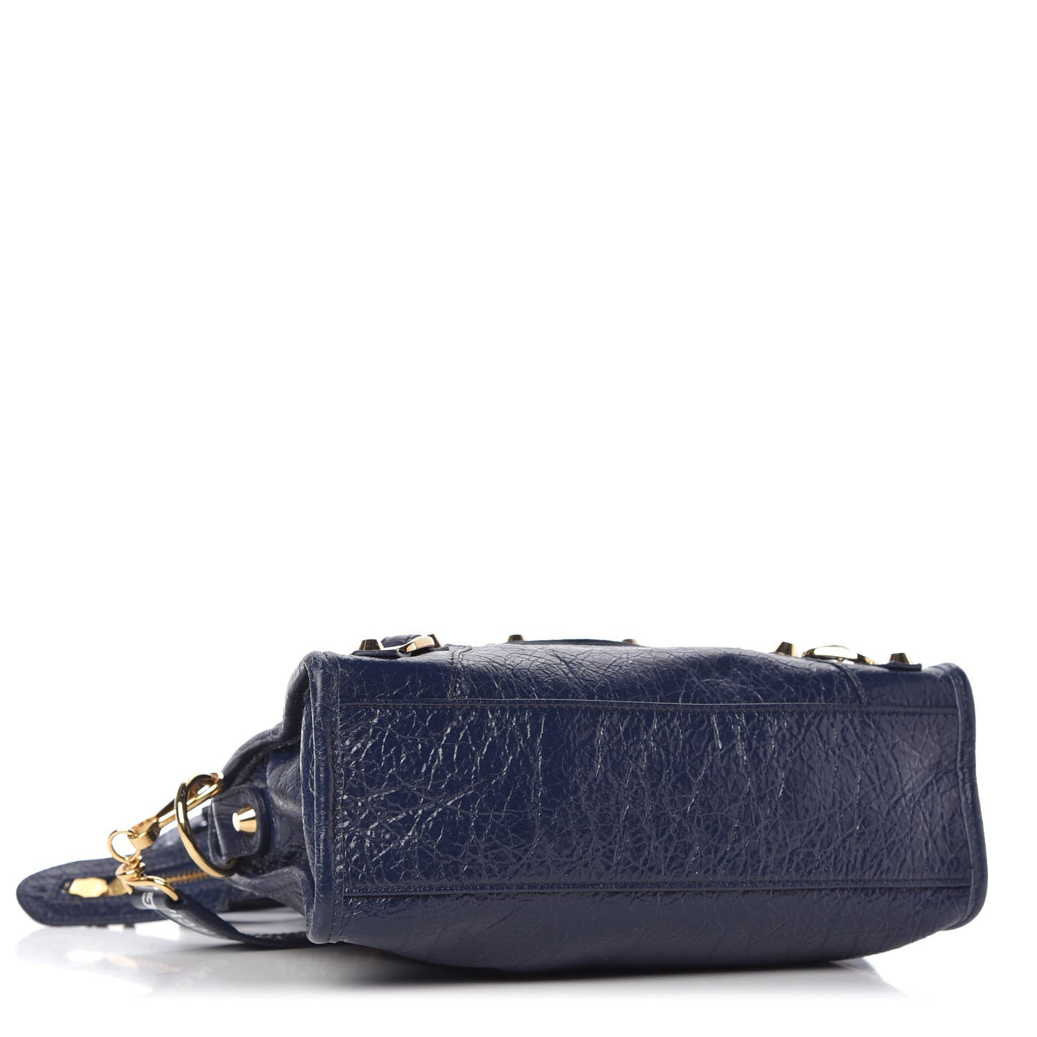 Balenciaga Agneau Classic Gold Hardware Mini City Logo Strap Navy White 4 of 9