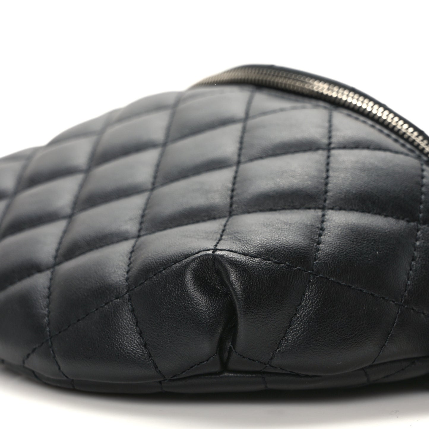 Calfskin Quilted Waist Belt Bag Black