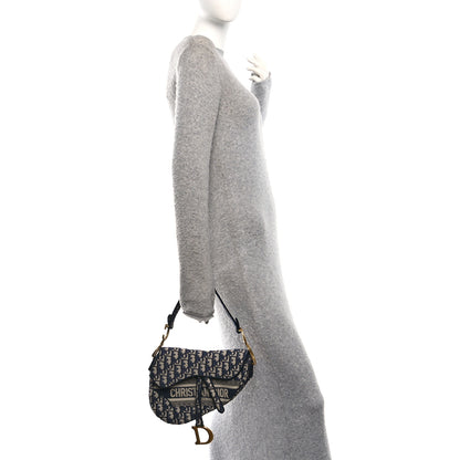 Christian Dior Oblique Embroidered Saddle Bag Blue 2 of 10
