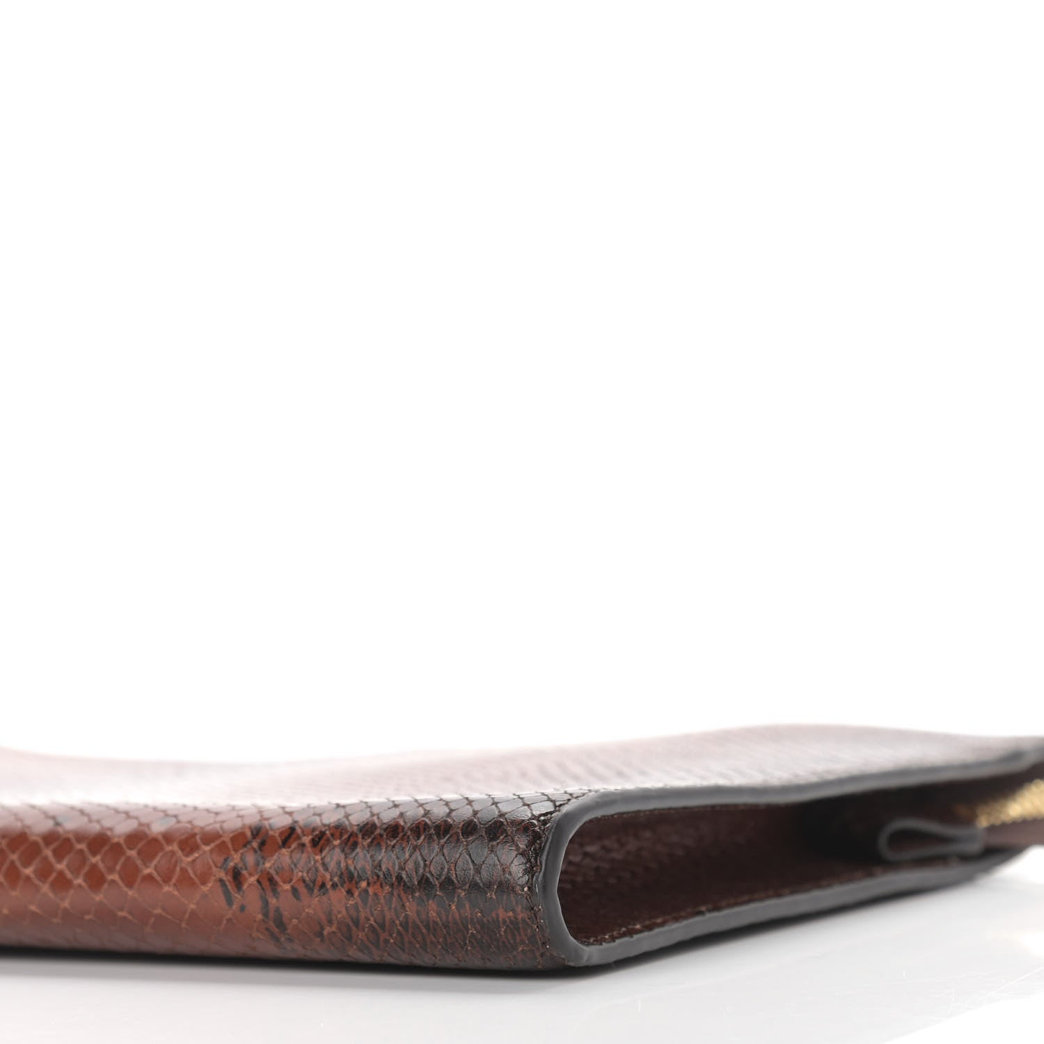 Chloe Python Embossed Calfskin Alphabet Flat Pouch Clutch Brown 12 of 12